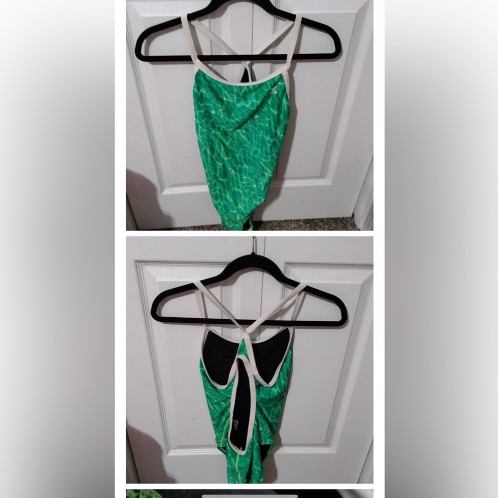 TYR electric green swimsuit size 36